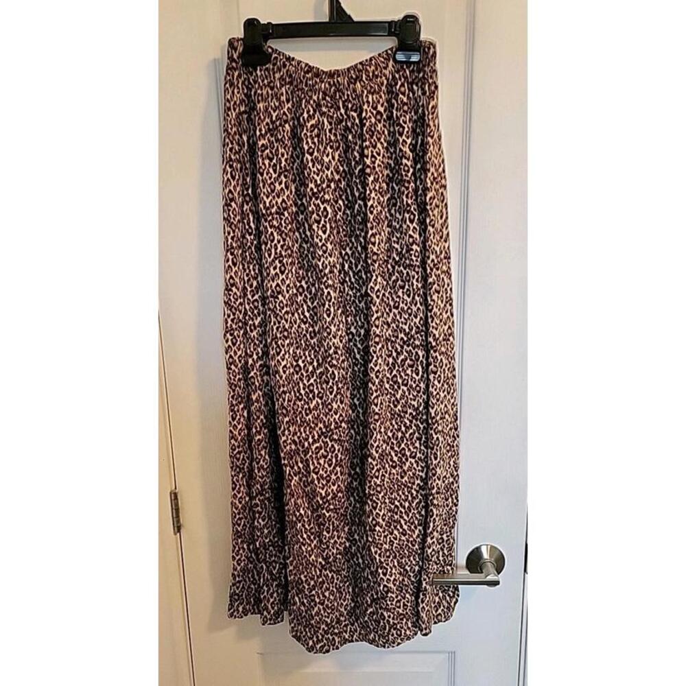 Vintage Studio Leapord Print Midi Skirt (Size Medium)